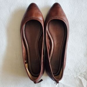 Frye Brown Regina Leather Ballet Shoes